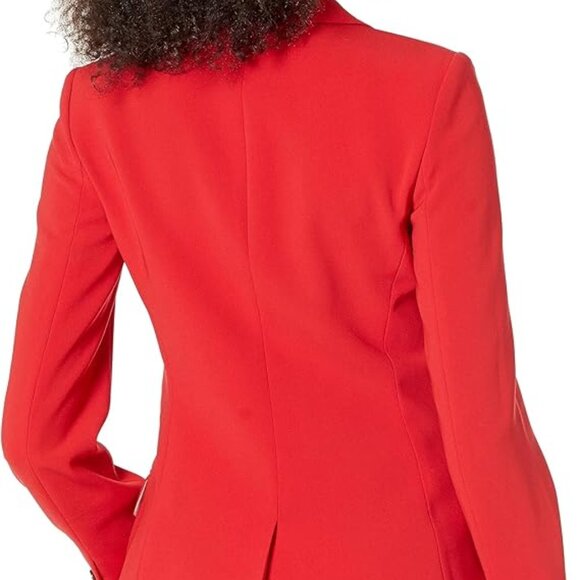 THEORY Staple Blazer in Admiral Crepe Geranium Red Size 0 Brand New w/ Tags - Picture 5 of 9